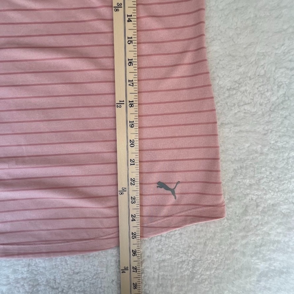 Puma Sleeveless Golf Polo Womens L Pink Striped Athletic Performance Top - Picture 6 of 7